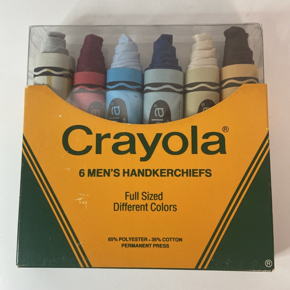 Vintage 1981 Crayola 6 Full Sized Handkerchief Pack Cotton Blend NOS Made in USA